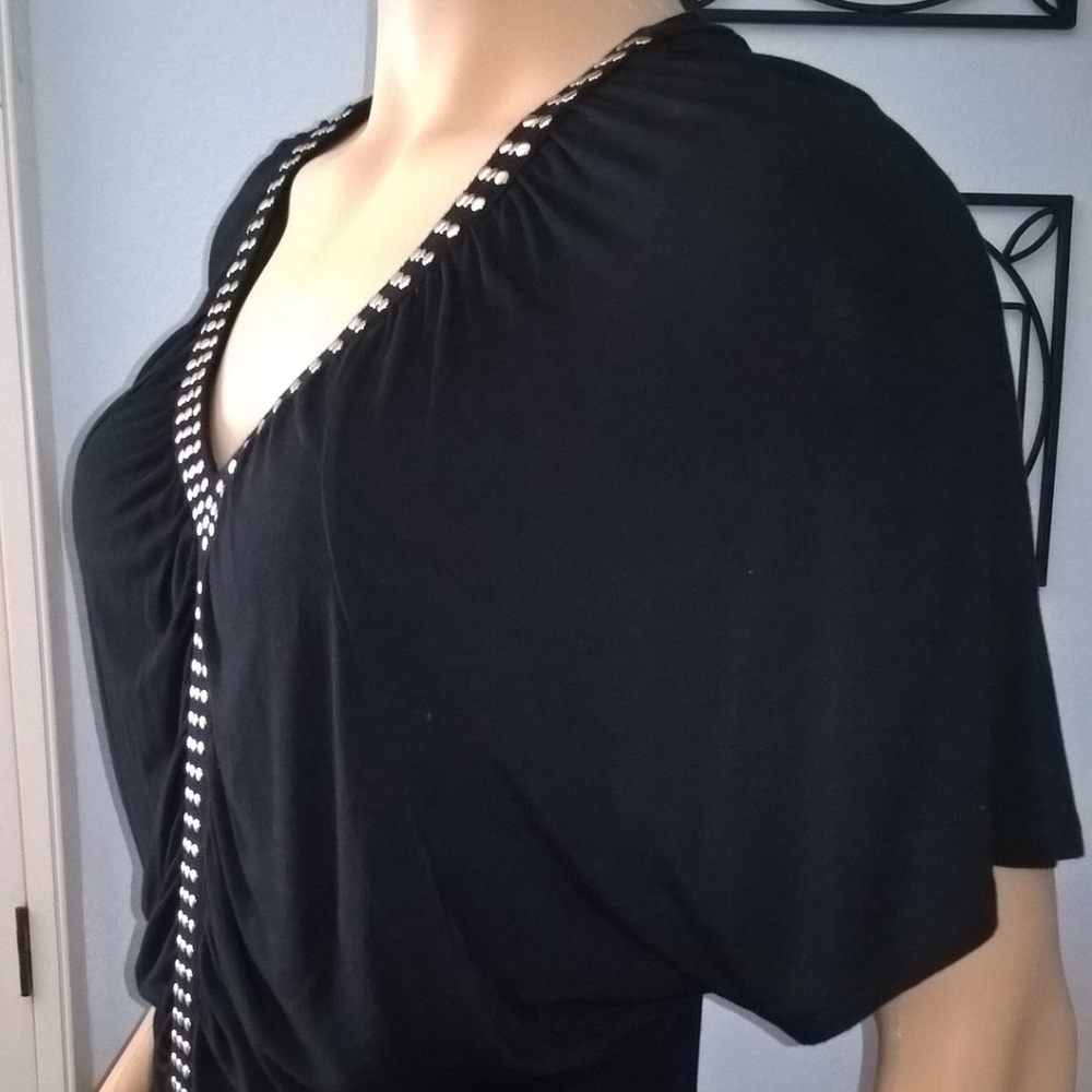 Black Silver Studded Kenar Blouse